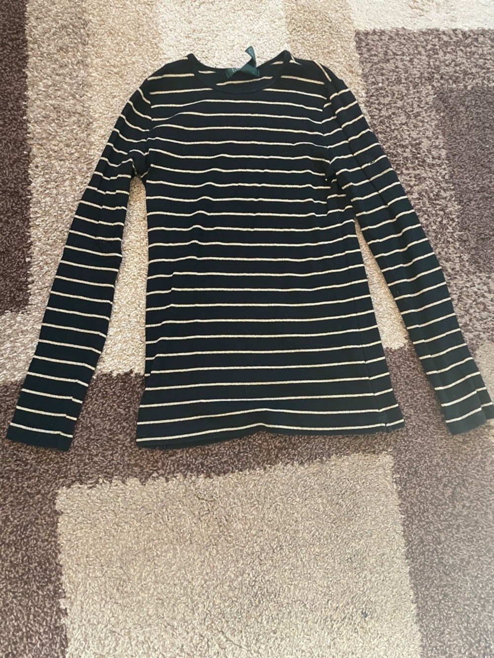 Ralph Lauren Black Top with Gold Stripe Detail